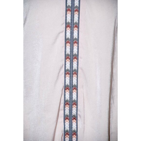 Democracy Pink Blouse Top Size S Embroidered Peek a Boo Long Sleeve Ruffle Colla - Picture 4 of 9